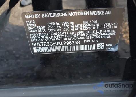 2019 BMW X3 xDrive30I from USA, damaged, VIN 5UXTR9C50KLP96358
